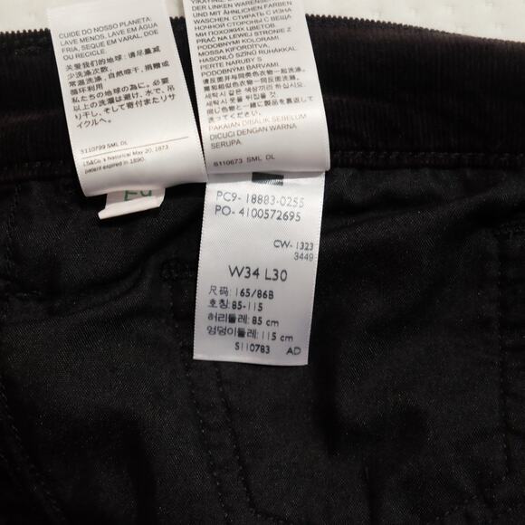 Levi’s 724 High Rise Slim Straight Corduroy Pants Black 18 Short W34 L30 NWT - Picture 6 of 10